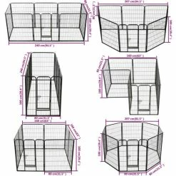 Box Per Cani Con 8 Pannelli In Acciaio 80x100 Cm Nero VidaXL -COSTWAY shop 10329520 3