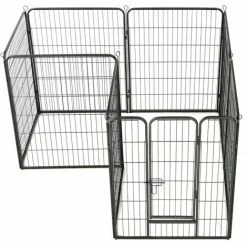 Box Per Cani Con 8 Pannelli In Acciaio 80x100 Cm Nero VidaXL -COSTWAY shop 10329520 4