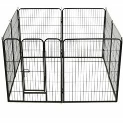 Box Per Cani Con 8 Pannelli In Acciaio 80x100 Cm Nero VidaXL -COSTWAY shop 10329520 5