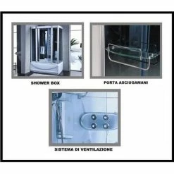 Bagno Italia Box Doccia Idromassaggio 135x80 Cm Con Vasca Colonna Con 6 Getti Bagno Turco Cromoterapia -COSTWAY shop 12227748 3