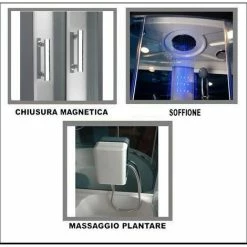 Bagno Italia Box Doccia Idromassaggio 135x80 Cm Con Vasca Colonna Con 6 Getti Bagno Turco Cromoterapia -COSTWAY shop 12227748 4