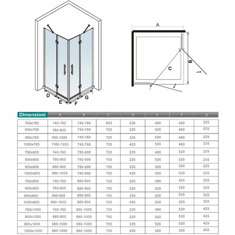 195 Cm Box Doccia Angolare Doppie Porte Battenti Cristallo 6 Mm Temperato Anticalcare Trasparente Telaio Cromo Lucido Misura 80x80 Cm Piatto Doccia 80x80 Cm 5 195 Cm Box Doccia Angolare Doppie Porte Battenti Cristallo 6 Mm Temperato Anticalcare Trasparente Telaio Cromo Lucido Misura 80x80 Cm Piatto Doccia 80x80 Cm - immagine 5