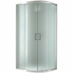 Box Doccia Semicircolare Scorrevole Vetro Stampato H 198 Mod. Alabama 90x90 Cm