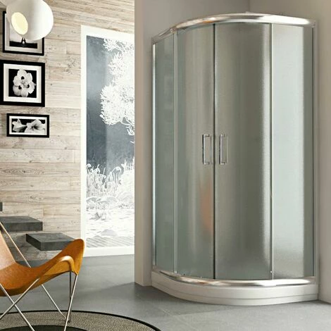 Box Doccia Semicircolare Scorrevole Vetro Stampato H 198 Mod. Alabama 90x90 Cm 4 Box Doccia Semicircolare Scorrevole Vetro Stampato H 198 Mod. Alabama 90x90 Cm - immagine 4