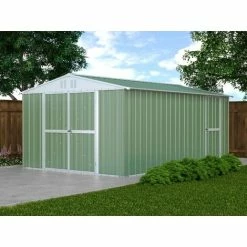 Casetta In Acciaio Deposito Box In Lamiera Da Giardino 327x459cm X H215cm - 201KG - 15,01mq - VERDE -COSTWAY shop 13198423 4