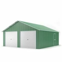 Container Capanno In Acciaio Box Garage Auto In Lamiera Deposito Con Doppia Saracinesca 664x721cm X H372cm - 810KG - 48mq - VERDE