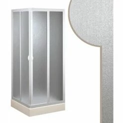 Box Doccia Scorrevole In Acrilico Mod. Smart Con Apertura Centrale 80x80 Cm