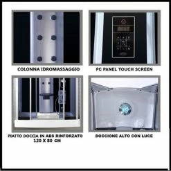 Bagno Italia Box Idromassaggio 120X80 Cabina Doccia Multifunzione Bluetooth Cromoterapia Ozonoterapia -COSTWAY shop 17062404 4