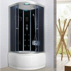 Bagno Italia Box Idromassaggio 80x80 Cabina Doccia Multifunzione Bluetooth 6 Idrogetti Cromoterapia Ozonoterapia