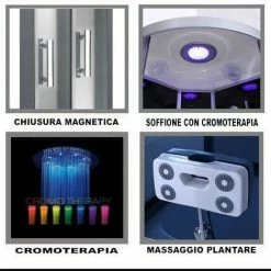 Bagno Italia Box Idromassaggio 80x80 Cabina Doccia Multifunzione Bluetooth 6 Idrogetti Cromoterapia Ozonoterapia -COSTWAY shop 17445368 3