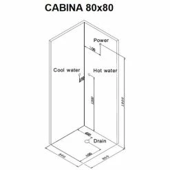 Bagno Italia Box Idromassaggio 80x80 Cabina Doccia Multifunzione Bluetooth 6 Idrogetti Cromoterapia Ozonoterapia -COSTWAY shop 17445368 4