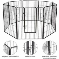 COSTWAY Recinto Per Cani Da Interno Ed Esterno, Recinzione Per Animali Domestici Con 8 Pannelli Di Metallo, Box Per Cani, Gatti E Conigli, 80 X 100 Cm -COSTWAY shop 18190674 3