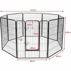 COSTWAY Recinto Per Cani Da Interno Ed Esterno, Recinzione Per Animali Domestici Con 8 Pannelli Di Metallo, Box Per Cani, Gatti E Conigli, 80 X 100 Cm -COSTWAY shop 18190674 5