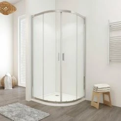 Box Doccia LISBONA Doppia Porta Scorrevole Semicircolare 80x80 Cm Altezza 190 Cm Cristallo 6 Mm