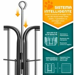 TRESKO® Recinzione Recinto Per Cani, Gabbia Per Cuccioli Per Cani, Gabbia Per Cani, Box Per Cuccioli, Circonferenza 640 Cm, Altezza 80 Cm, In Metallo Robusto -COSTWAY shop 22323150 3