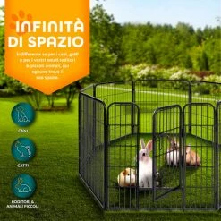TRESKO® Recinzione Recinto Per Cani, Gabbia Per Cuccioli Per Cani, Gabbia Per Cani, Box Per Cuccioli, Circonferenza 640 Cm, Altezza 80 Cm, In Metallo Robusto -COSTWAY shop 22323150 4