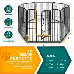 TRESKO® Recinzione Recinto Per Cani, Gabbia Per Cuccioli Per Cani, Gabbia Per Cani, Box Per Cuccioli, Circonferenza 640 Cm, Altezza 80 Cm, In Metallo Robusto -COSTWAY shop 22323150 5