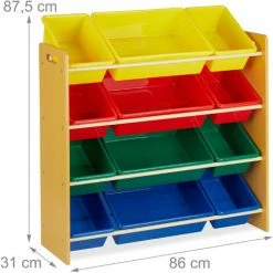 Relaxdays Scaffale Portagiochi, Per La Cameretta Dei Bambini, 12 Box, Mobile Portaoggetti, HLP: 87,5x86 X31 Cm, Colorato -COSTWAY shop 23186163 4