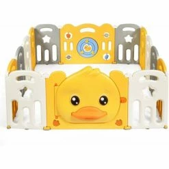 COSTWAY Box Recinto Per Bambini Da Giocare, Pieghevole Con 14 Pannelli, Con Porta E Giochi Multipli (160 X 169 X 67 Cm)