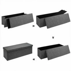 Cassapanca Con Coperchio Baule Ripiegabile Box Per Giochi Poggiapiedi Contenitore L - Grigio Scuro -COSTWAY shop 24528871 4