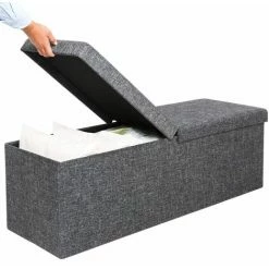 Cassapanca Con Coperchio Baule Ripiegabile Box Per Giochi Poggiapiedi Contenitore L - Grigio Scuro -COSTWAY shop 24528871 5