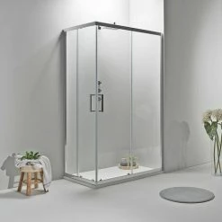 BOX DOCCIA ELITE ANGOLARE 70x80 CM SCORREVOLE TRASPARENTE -COSTWAY shop 25793071 3