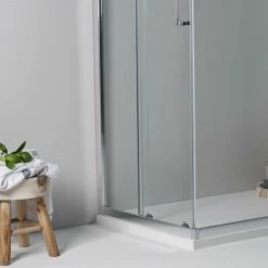 BOX DOCCIA ELITE ANGOLARE 80x100 CM SCORREVOLE TRASPARENTE -COSTWAY shop 25793086 5