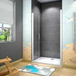 185 Cm Box Doccia Per Nicchia Porta Battente 2 Ante Saloon Cristallo Temperato 5 Mm Trasparente Profilo In Alluminio Processo Di Elettroforesi 70 Cm -COSTWAY shop 26092284 3