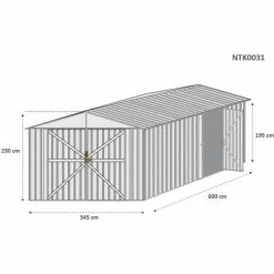Box Garage Lamiera Deposito In Acciaio Zincato 360x600cm X H2.32m - 346KG – 21,6mq - VERDE -COSTWAY shop 2670430 3