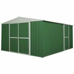 Box Garage Lamiera Zincata Casetta Giardino Acciaio 360x430cm X H2.10m - 185KG - 15,48mq - VERDE