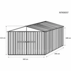 Box In Lamiera Casetta Giardino Acciaio Zincato 360x345cm X H2.12m - 150KG - 12,42 Mq - VERDE -COSTWAY shop 2670435 5
