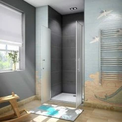 Box Doccia Per Nicchia Doppia Porta Battente Saloon In Cristallo 6mm Temperato Opaco/Satinato Anticalcare 80x195cm -COSTWAY shop 26942831 3