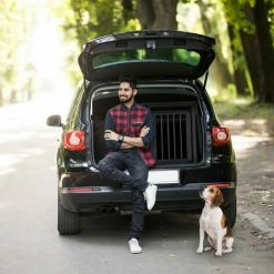 Relaxdays Gabbia Per Cani, In Automobile, Trasportino Bagagliaio Box Trasporto, In Alluminio, 68 X 65,5 X 92,5 Cm, Nero -COSTWAY shop 27225264 3