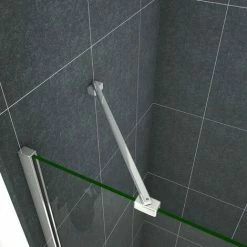 Barra Stabilizzatrice Cromo Lucido Da 45 Cm Installabile Angolarmente Con Due Teste Girevoli Per Box Doccia Walk In Parete Fissa Vetro Da 6-8 Mm