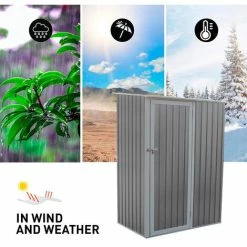 Box Lamiera Giardino Zincata Metallo Grigio Casetta Utensili Amalfi 143X89x186cm 7 Box Lamiera Giardino Zincata Metallo Grigio Casetta Utensili Amalfi 143X89x186cm -COSTWAY shop 28103587 3