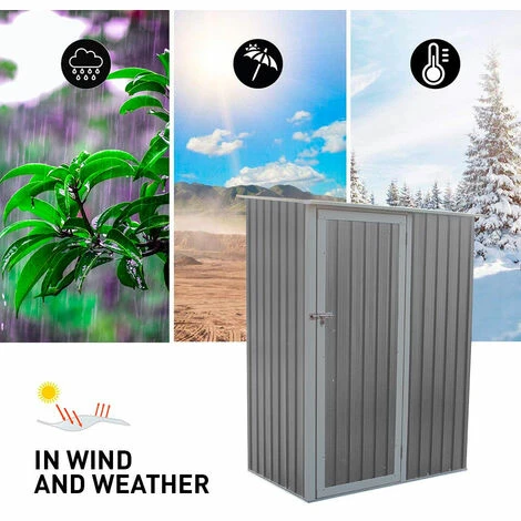 Box Lamiera Giardino Zincata Metallo Grigio Casetta Utensili Amalfi 143X89x186cm 3 Box Lamiera Giardino Zincata Metallo Grigio Casetta Utensili Amalfi 143X89x186cm - immagine 3