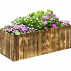 Outsunny Fioriera Box Rettangolare Per Piante In Legno Di Abete, 80x33x30cm