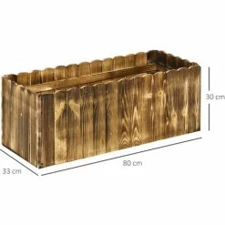 Outsunny Fioriera Box Rettangolare Per Piante In Legno Di Abete, 80x33x30cm -COSTWAY shop 28946203 3