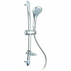 Saliscendi Per Box Doccia Asta Con Doccetta Acciaio E Abs 5 Getti Mod. Saturn