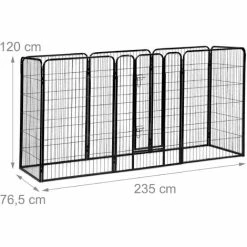 Relaxdays Recinto Per Cuccioli, Cani Piccoli, Da Interno, Stabile, Da Esterno, Box, HLP 120x76,5x235 Cm, Nero -COSTWAY shop 34056605 4