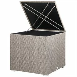 Casaria Contenitore Da Esterno Polirattan Box Per Cuscini Utensili Da Giardino 75x75x70 Cm Impermeabile Fodera Interna Molla A Gas Crema