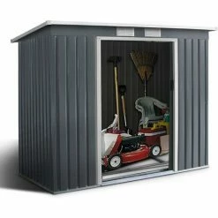 Ripostiglio Da Esterno Armadio Da Giardino Box Casetta In Acciao E Zinco 213x173x130cm, Grigio