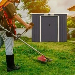 Ripostiglio Da Esterno Armadio Da Giardino Box Casetta In Acciao E Zinco 213x173x130cm, Grigio -COSTWAY shop 37329470 5