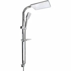 Colonna Doccia Da Bagno Saliscendi Con Soffione Fisso Doccetta Telefono Multigetto Asta 98 Cm Con Portasapone Sistema Anticalcare Box Doccia