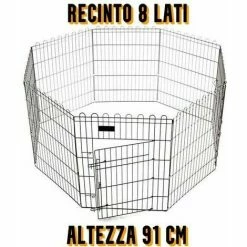Rex Recinto In Ferro Altezza 91 Cm 8 Lati Box Per Cani Gatti Cuccioli Pieghevole An