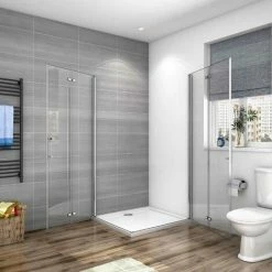 Box Doccia Angolare Due Porte Battente Alte 185 Cm Pieghevoli A Libro In Vetro Temperato 6 Mm Anticalcare 120x110 Cm -COSTWAY shop 46314573 3