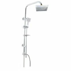 Colonna Doccia Da Bagno Moderna Saliscendi Con Soffione Quadrato Doccetta Telefono E Portasapone Per Box Doccia