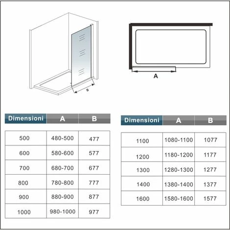 Box Doccia Parete Walk In Con Barra Stabilizzatrice Tagliabile 140cm Cristallo Temperato Trasparente Easyclean 8mm 50x200cm 5 Box Doccia Parete Walk In Con Barra Stabilizzatrice Tagliabile 140cm Cristallo Temperato Trasparente Easyclean 8mm 50x200cm - immagine 5