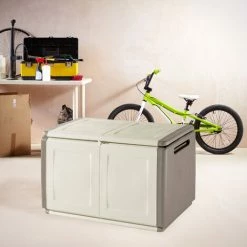 Dmora Baule Contenitore Multiuso Polipropilene, Box Portatutto, 100% Made In Italy, Cm 96x53h57, Colore Grigio Chiaro, Con Imballo Rinforzato -COSTWAY shop 51602245 5