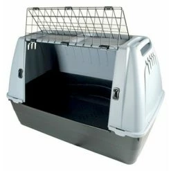 Trasportino Con Porte In Rete Metallica E Chiusura Di Sicurezza Car Box Grigio Con Tattper Cani: Trasportino S